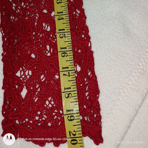 TALBOTS CORDED LACE L/S TANK ROUND NECK 100% COTTON LINED CANDY APPLE RED MEDIUM - Picture 11 of 11
